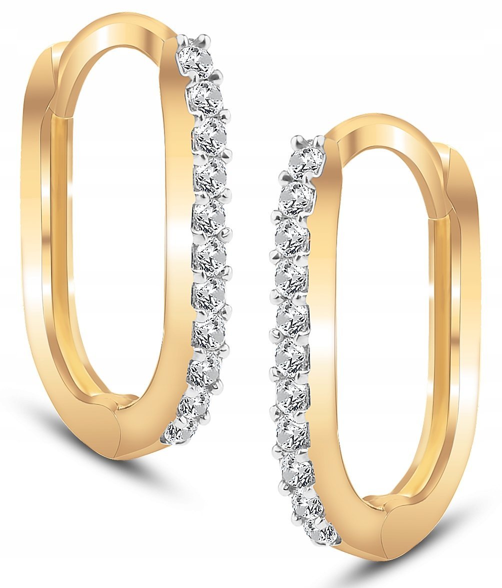 ZŁOTE KOLCZYKI WISZĄCE Z BIAŁYMI CYRKONIAMI 333