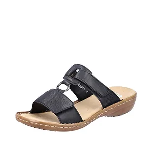 Rieker Damskie klapki 60885, damskie slipy, On, Czarny 00, 42 EU Schmal - Moda i Uroda OUTLET - miniaturka - grafika 1