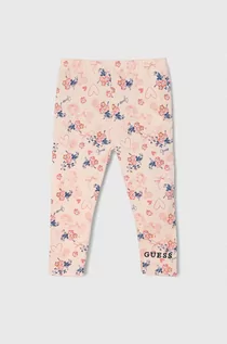 Spodnie i spodenki dla dziewczynek - Guess legginsy dziecięce kolor różowy wzorzyste - grafika 1