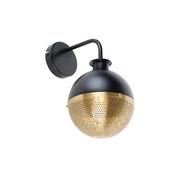 Lampy ścienne - QAZQA Industriële wandlamp zwart met messing - Haicha - miniaturka - grafika 1