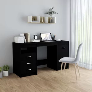 vidaXL Biurko vidaXL Biurko czarne 140x50x76 cm płyta wiórowa 3054781 - Biurka - miniaturka - grafika 1