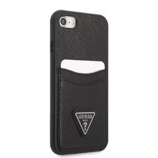 Guess GUHCI8PSATPK iPhone 7/8 SE 2020 / SE 2022 hardcase czarny/black hardcase Saffiano Triangle Logo Cardslot - Etui i futerały do telefonów - miniaturka - grafika 4