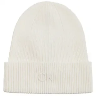 Czapka CK Embroidery Fine Rib Beanie Lily White K60K612590 YAJ (CK554-c) Calvin Klein - Czapki damskie - miniaturka - grafika 1