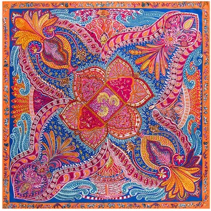 CHUSTA duża SZAL SZALIK Apaszka jedwabna damska - Apaszki i szaliki damskie - miniaturka - grafika 1