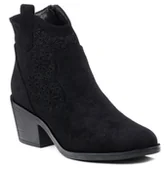 Botki damskie - Botki damskie na obcasie kowbojki jesienne czarne S.Barski HY 42-944-40 - miniaturka - grafika 1