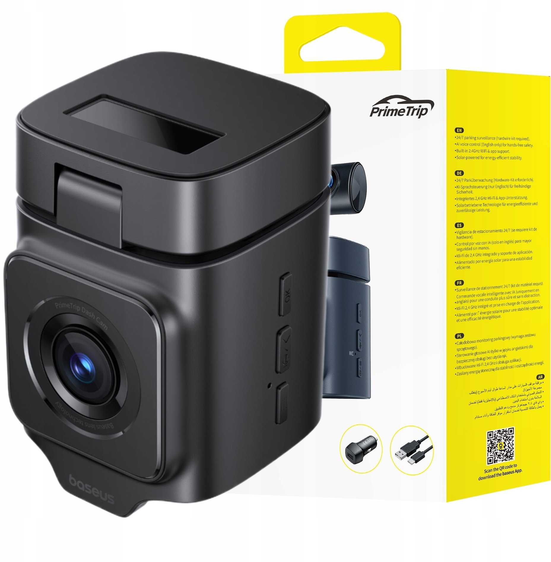 Baseus PrimeTrip VD1 wideorejestrator 2K+1080p - czarna