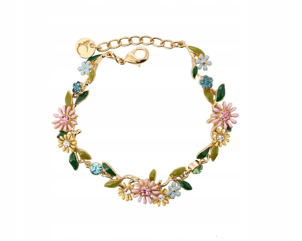 Bransoletka Delikatne, Kolorowe Kwiatuszki Z Kryształkami Z Kolekcji Blosso