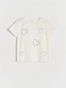 Reserved - T-shirt z aplikacją - złamana biel - Koszulki dla dziewczynek - miniaturka - grafika 1