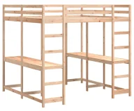 Łóżka dla dzieci i młodzieży - Łóżko sosnowe na antresoli z drabinką i biurkiem 160x200 N8-C02 - miniaturka - grafika 1