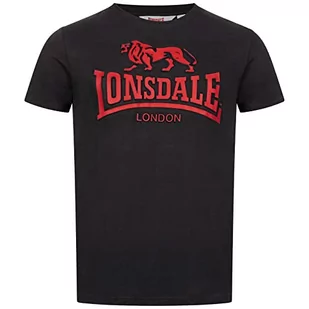Lonsdale Męski T-shirt Kingswood, czarny/ciemnoczerwony, XXL - Koszulki męskie - miniaturka - grafika 1