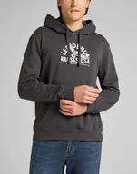 Bluzy męskie - LEE GRAPHIC HOODIE MĘSKA BLUZA Z KAPTUREM LOGO WASHED BLACK L82BSPON 112140905 - Lee - miniaturka - grafika 1