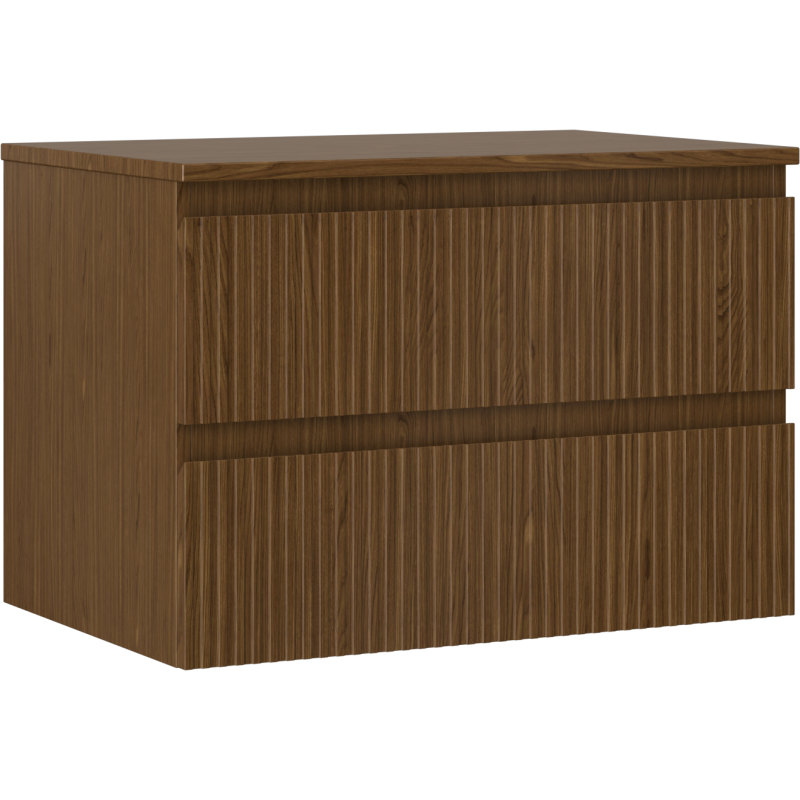 Mexen Rivel szafka łazienkowa podumywalkowa 70 cm z blatem, 2 szuflady, ryflowana , orzech - 91A20-07047-2-BFFC86