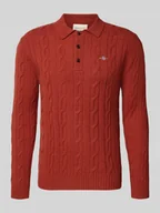 Swetry męskie - Bluzka z długim rękawem o kroju slim fit z czystej wełny model ‘Cable’ - miniaturka - grafika 1