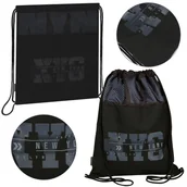 Pokrowce na ubrania - New York Czarny worek na buty, worek szkolny na ramię 45x36cm STARPAK - miniaturka - grafika 1