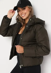 Ciemnozielona Pikowana Kurtka Puffer z Kapturem Miviera - Kurtki damskie - miniaturka - grafika 1