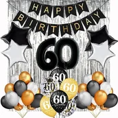 Balony i akcesoria - ZESTAW BALONÓW NA 60 URODZINY KURTYNA - miniaturka - grafika 1