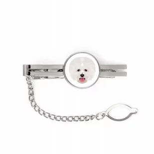Bichon Frise pies geometryczny Spinka do krawata - Spinki do mankietów i krawatów - miniaturka - grafika 1