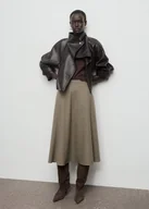 Spódnice - MANGO - Spódnica z mieszanki wełny w pepitkę brązowy - 36 - Kobieta - miniaturka - grafika 1