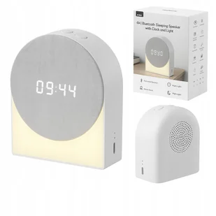 PRZENOŚNY GŁOŚNIK BLUETOOTH BEZPRZEWODOWY BIAŁY USB LAMPKA ZEGAR MELODIE - Głośniki przenośne - miniaturka - grafika 1