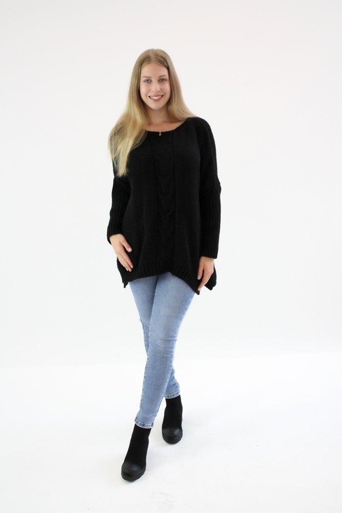 Sweter oversize warkocz Magda Czarny UNI