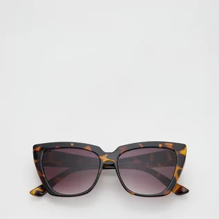 Okulary przeciwsłoneczne - Reserved Reserved - Okulary w panterkę cat eye - Brązowy - grafika 1