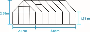 HALLS szklarnia Magnum 128, czarna (9,9 m²; 2,57 x 3,84 m) + baza - Szklarnie ogrodowe - miniaturka - grafika 8