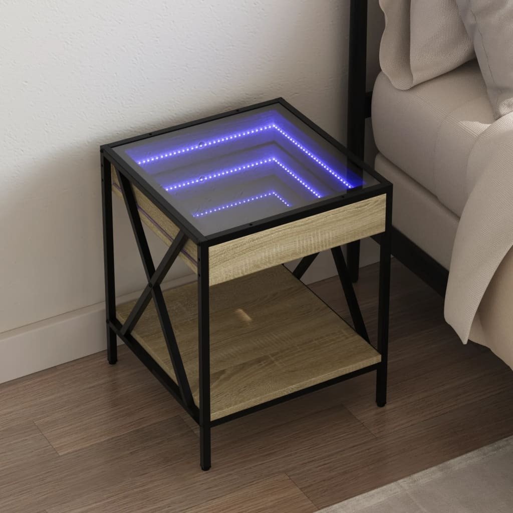vidaXL Szafka nocna z Infinity LED dąb sonoma 40x40x49 cm