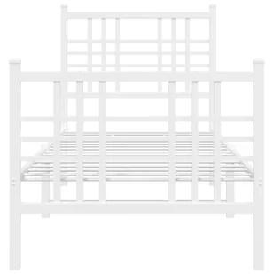 Metalowa rama łóżka z wezgłowiem i zanóżkiem, biała, 80x200 cm - Łóżka - miniaturka - grafika 5