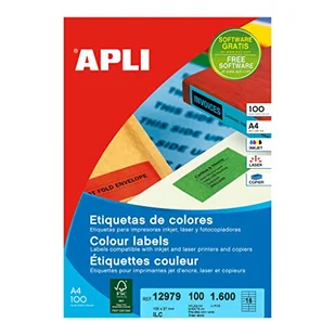 APLI 12979 etykiety permanentne, zielone, 105,0 x 37,0 mm, 100 arkuszy - Etykiety do drukarek - miniaturka - grafika 1
