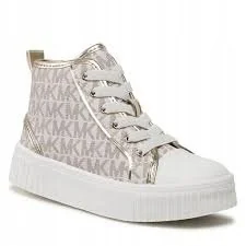 MICHAEL MICHAEL KORS DAMSKIE TRAMPKI WYSOKIE BEŻOWE Z LOGO 36 TLB - Trampki damskie - miniaturka - grafika 1