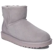 Botki damskie - UGG Botki śniegowce damskie skórzane W Classic Mini II Pale Smoke -40 - miniaturka - grafika 1