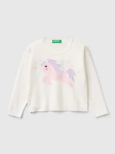 Benetton Sweter w kolorze białym - Bluzy i sweterki niemowlęce - miniaturka - grafika 1