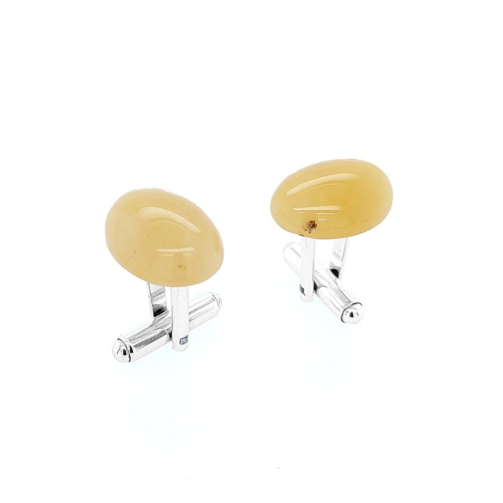 Spinki do mankietów Awenturyn miodowy (S124.2) Srebrne [925]