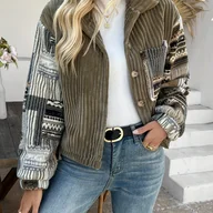 Kurtki damskie - TEMU 1 Szt. Elegancka Damska Poliestrowa Kurtka Z Klapką I Długim Rękawem Z Klapką - Jednokolorowa, Moda Wzorzysta Odzież Wierzchnia Na Każdą Porę - miniaturka - grafika 1