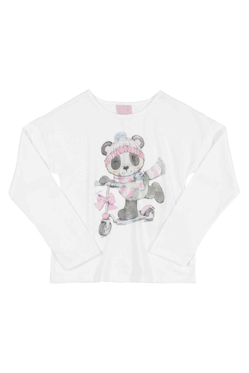 Bluzka dziewczęca z długim rękawem, biała, Quimby r.152