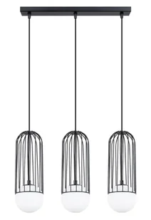 Czarna potrójna druciana lampa wisząca na listwie 3X A607 H0-P49 - Lampy sufitowe Czarna potrójna druciana lampa wisząca na listwie 3X A607 H0-P49 - Lampy sufitowe - miniaturka - grafika 1
