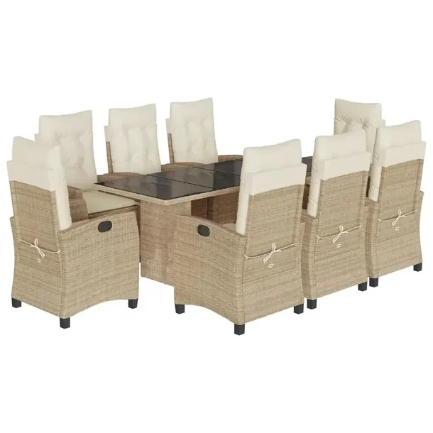 Zestaw mebli ogrodowych beżowy rattan PE, stół 190x80x74 cm, krzesła 57