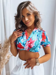 Wzorzysty top damski FLOWER BOOM turkusowy Dstreet RY2230 - Bluzki damskie - miniaturka - grafika 1