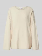 Swetry damskie - Sweter z dzianiny o kroju oversized z fakturowanym wzorem - miniaturka - grafika 1