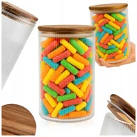 Pojemniki kuchenne - SZKLANY POJEMNIK 1000 ML NA ŻYWNOŚĆ MAKARON KAWĘ MĄKĘ RYFLOWANY Z POKRYWKĄ - miniaturka - grafika 1