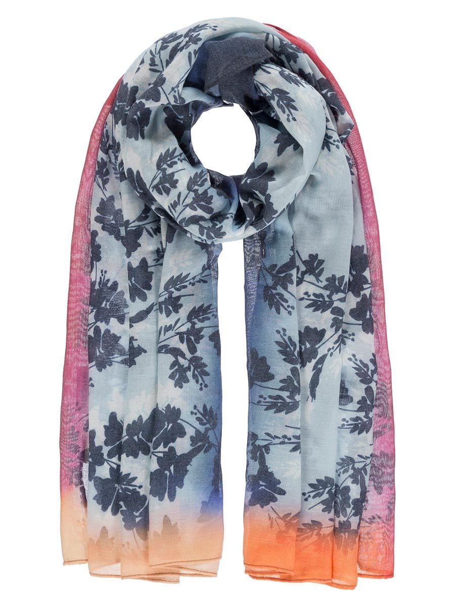 Szalik z kwiatowym nadrukiem turkusowy Passigatti