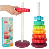 Sortery dla dzieci - PIRAMIDA DO UKŁADANIA tęczowa wieża spirala edukacyjna - miniaturka - grafika 1