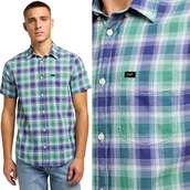 Koszule męskie - Lee BUTTON DOWN SS Dandy Green KOSZULA W KRATĘ KRÓTKI RĘKAW REGULAR FIT S - miniaturka - grafika 1