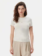 Koszulki i topy damskie - Tommy Jeans T-Shirt Tonal Linear DW0DW20315 Beżowy Slim Fit - miniaturka - grafika 1
