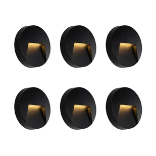 QAZQA Zestaw 6 czarnych, okrągłych lamp zewnętrznych LED IP65 - Gem - Lampy ogrodowe - miniaturka - grafika 1