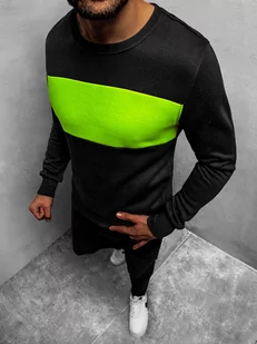 BLUZA MĘSKA CZARNO-ZIELONA OZONEE JS/2020/31Z - Ozonee - Bluzy męskie - miniaturka - grafika 1