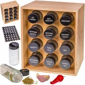 Etykiety do drukarek - Organizer Zestaw 12 Szklanych Słoiczków na Przyprawy Stojak Etykiety 48szt - miniaturka - grafika 1