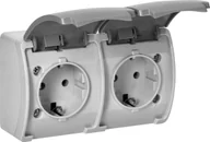 Gniazdka elektryczne - Orno Gniazdo podwójne 2x2P+Z Schuko AQUATIC, IP44, szaro-grafitowe - miniaturka - grafika 1