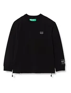 Koszulki męskie - United Colors of Benetton Męski T-shirt G/C M/L 3hvtu1036 sweter z kapturem, czarny 100, L - miniaturka - grafika 1