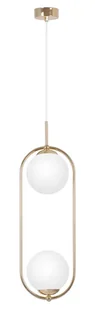 Złota eliptyczna lampa wisząca z 2 białymi kloszami 9X A669 S3-M87 - Lampy sufitowe - miniaturka - grafika 1